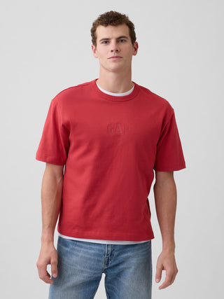 Camiseta corta holgada con logo 1969 de peso pesado.