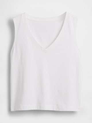 Camiseta sin Mangas Cuello V de Algodón