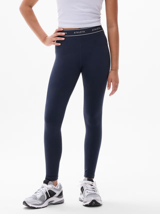 Legging de talle alto para niña Athleta con logo Chit Chat.