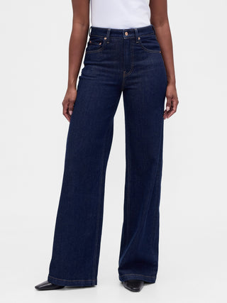 Jeans Curvy de tiro alto, Stride, de pierna ancha.