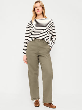 Pantalón Recto Talle Alto con Bolsillos