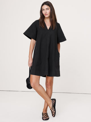 Vestido Manga Corta con Bolsillos de Algodón