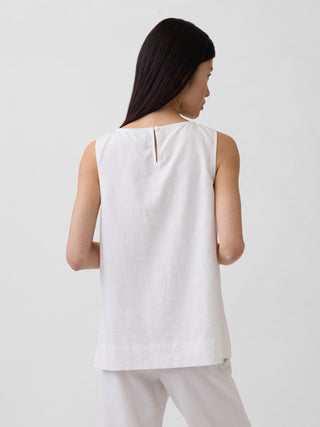 Camiseta sin mangas en mezcla de lino.