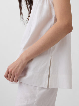 Camiseta sin mangas en mezcla de lino.
