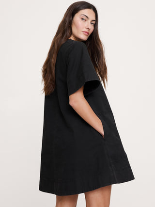 Vestido Manga Corta con Bolsillos de Algodón