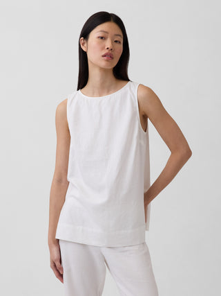 Camiseta sin mangas en mezcla de lino.