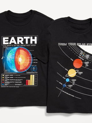 Paquete de 2 camisetas gráficas de manga corta para niños.