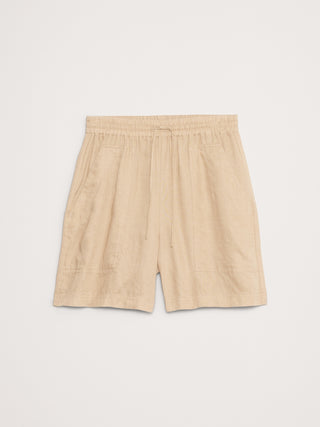 Short Talle Alto con Cintura Elástica de Lino