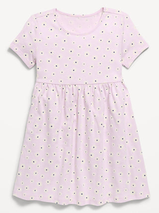 Vestido estampado de manga corta para niñas pequeñas.