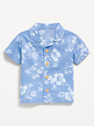 Camisa Manga Corta Estampado Colección Blue Floral, Bebé