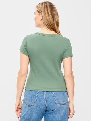Camiseta Ajustada Manga Corta de Algodón