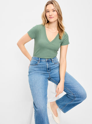 Camiseta Ajustada Manga Corta de Algodón