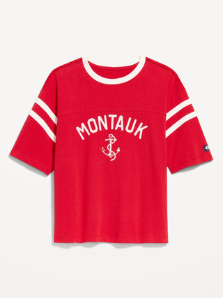 Camiseta Oversize Manga Corta con Detalle Rayas