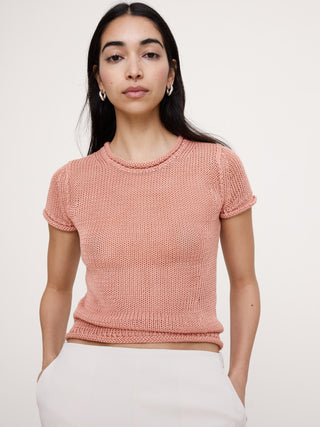 Camiseta Manga Corta Cuello Redondo de Lino