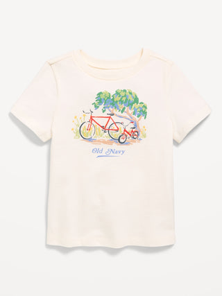 Camiseta de manga corta con logo gráfico para niños pequeños.