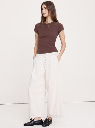 Camiseta Ajustada Cuello Redondo de Algodón