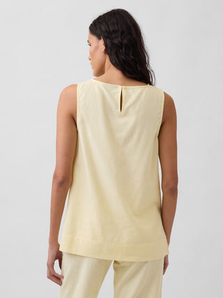 Camiseta sin mangas en mezcla de lino.