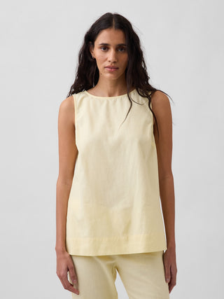 Camiseta sin mangas en mezcla de lino.