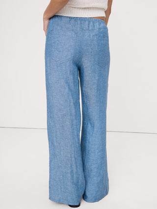 Pantalón ancho con cordón en lino The Studio.
