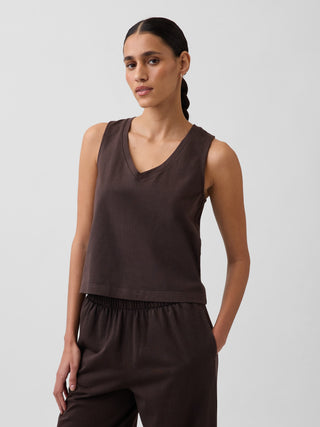 Camiseta sin Mangas Cuello V de Algodón