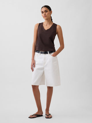 Camiseta sin Mangas Cuello V de Algodón