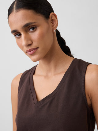 Camiseta sin Mangas Cuello V de Algodón