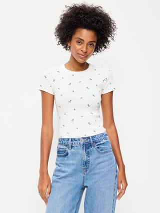 Camiseta Ajustada Manga Corta con Estampado