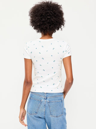 Camiseta Ajustada Manga Corta con Estampado