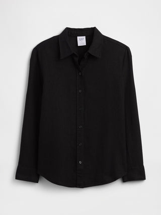 Camisa oversized de mezcla de lino, de corte fácil.