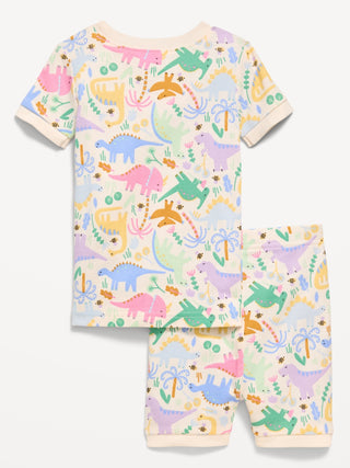 Conjunto de pijama ajustado estampado para niños pequeños y bebés.