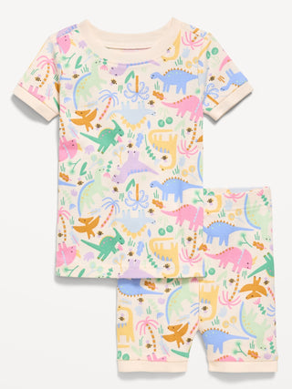 Conjunto de pijama ajustado estampado para niños pequeños y bebés.