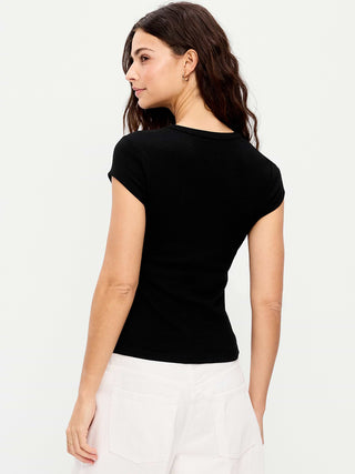 Camiseta Ajustada Cuello V de Algodón
