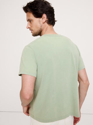 Camiseta de algodón ante con cuello redondo.