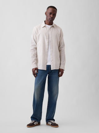 Camisa de mezcla de lino con corte estándar.