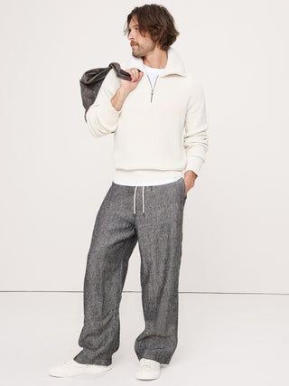 Pantalón Holgado Cintura Elástica de Lino