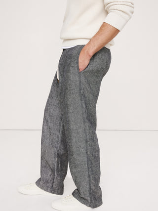 Pantalón Holgado Cintura Elástica de Lino