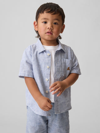 Camisa de lino y algodón para bebé y niño pequeño.