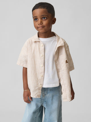 Camisa de lino y algodón para bebé y niño pequeño.