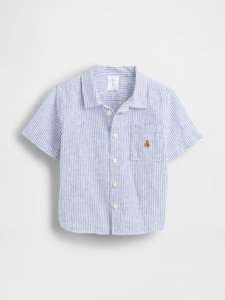 Camisa de lino y algodón para bebé y niño pequeño.