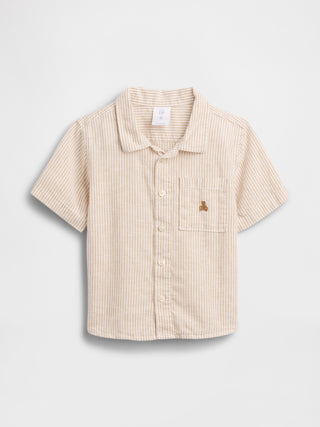 Camisa de lino y algodón para bebé y niño pequeño.