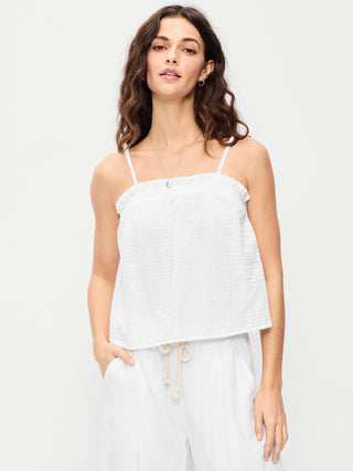 Camiseta sin mangas de gasa arrugada.