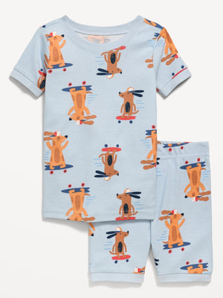 Conjunto de pijama ajustado estampado para niños pequeños y bebés.