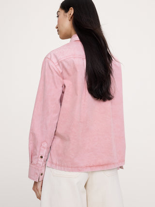Camisa oversize de sarga de algodón con popover.