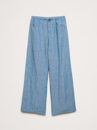 Pantalón ancho con cordón en lino The Studio.