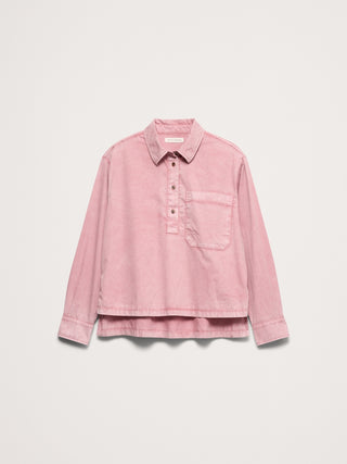 Camisa oversize de sarga de algodón con popover.