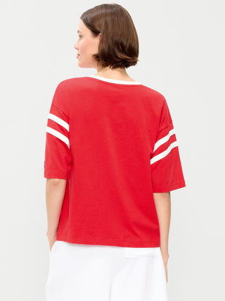 Camiseta Oversize Manga Corta con Detalle Rayas