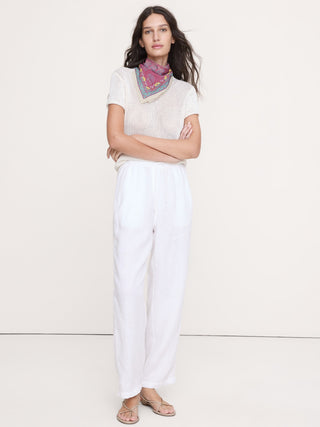High-Waisted Straight-Leg Trousers with Elastic Waist