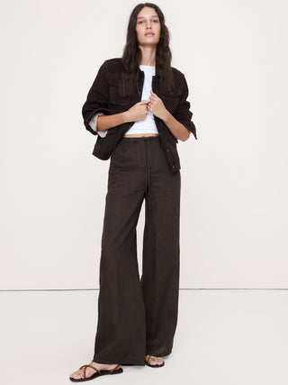 Pantalón ancho con cordón en lino The Studio.