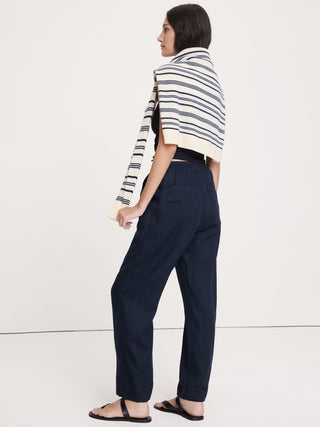 High-Waisted Straight-Leg Trousers with Elastic Waist
