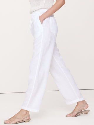 High-Waisted Straight-Leg Trousers with Elastic Waist